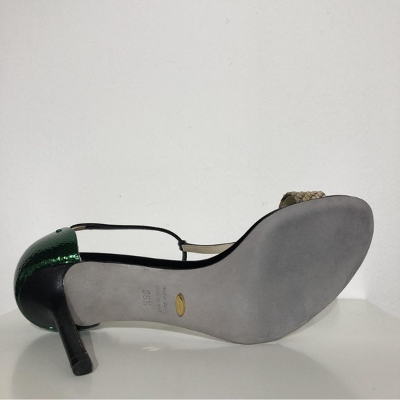 Sergio Rossi High Heel Python Sandals - Green - Picture 4 of 7